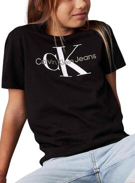 Maglietta Calvin Klein Monogram nera per bambini