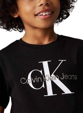 Maglietta Calvin Klein Monogram nera per bambini