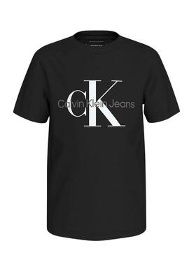 Maglietta Calvin Klein Monogram nera per bambini