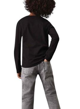 T-shirt Calvin Klein Long Monologo nera per bambini