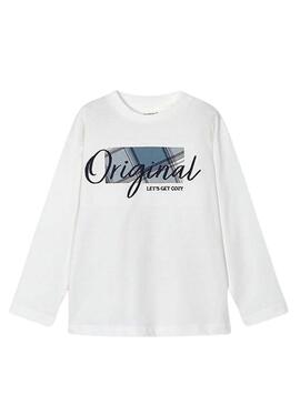 T-shirt Mayoral con applicazione in tessuto bianco per bambino