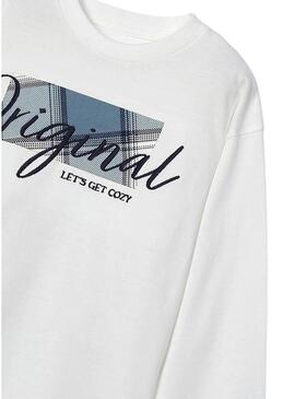 T-shirt Mayoral con applicazione in tessuto bianco per bambino