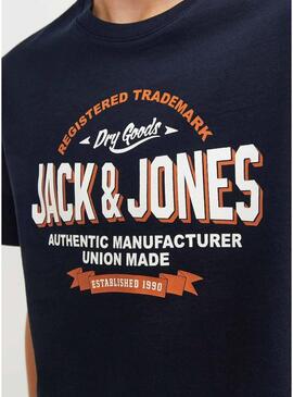 Maglietta Jack and Jones Logo blu scuro per bambino