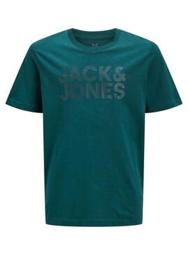 Maglietta Jack and Jones Corp logo verde per bambino