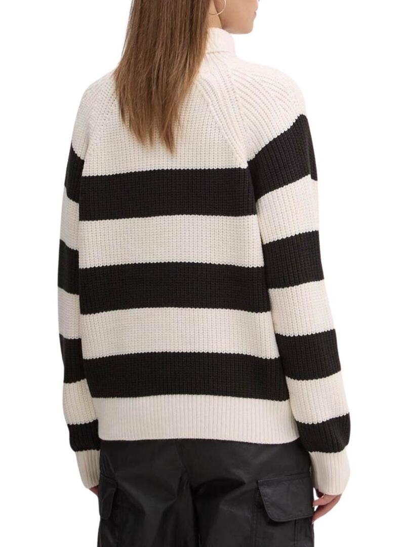 Maglione a maglia Tommy Jeans a collo alto a righe per donna