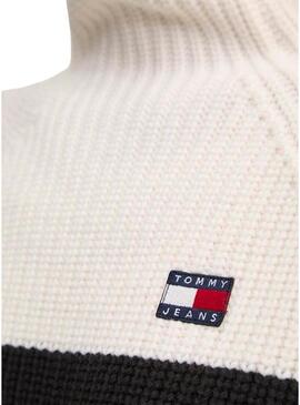 Maglione a maglia Tommy Jeans a collo alto a righe per donna