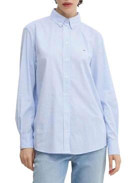 Camicia Tommy Jeans Essential a righe blu per donna