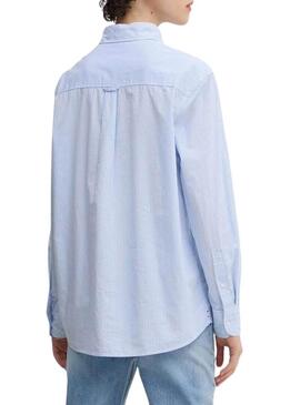 Camicia Tommy Jeans Essential a righe blu per donna