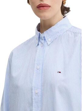 Camicia Tommy Jeans Essential a righe blu per donna