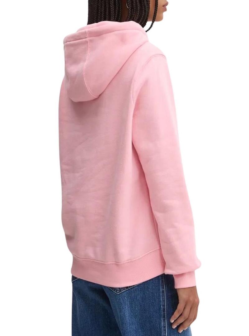 Felpa Tommy Jeans Flag Regular rosa con cappuccio per donna