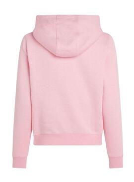 Felpa Tommy Jeans Flag Regular rosa con cappuccio per donna