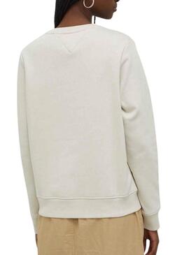 Felpa Tommy Jeans Linear beige per donna