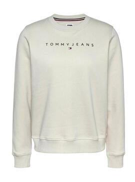 Felpa Tommy Jeans Linear beige per donna