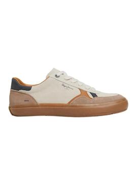 Sneakers Pepe Jeans Travis retro bianche e beige per uomo