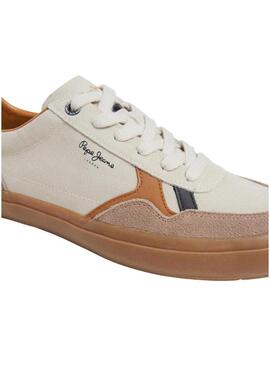 Sneakers Pepe Jeans Travis retro bianche e beige per uomo