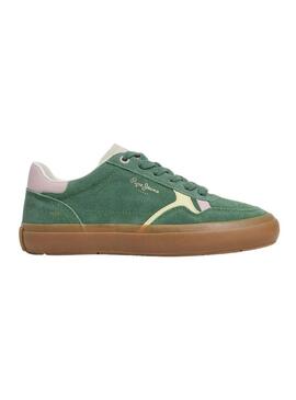 Scarpe da ginnastica Pepe Jeans Travis retro verde per donna