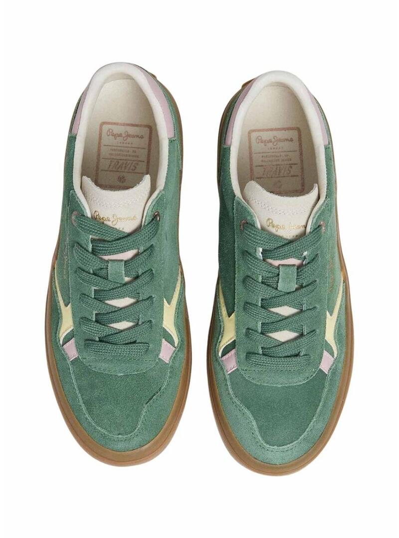 Scarpe da ginnastica Pepe Jeans Travis retro verde per donna