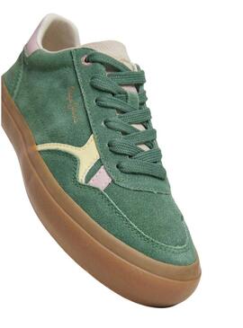 Scarpe da ginnastica Pepe Jeans Travis retro verde per donna