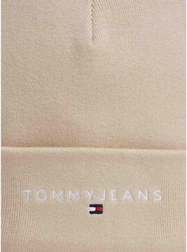 Berretto Tommy Jeans logo ricamato beige per donna