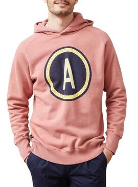 Felpa con cappuccio Altonadock Circle Hoodie color corallo per uomo