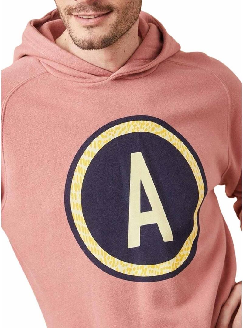 Felpa con cappuccio Altonadock Circle Hoodie color corallo per uomo