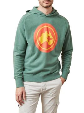 Felpa con cappuccio Altonadock Maps Hoodie verde per uomo