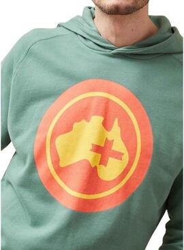 Felpa con cappuccio Altonadock Maps Hoodie verde per uomo