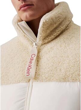 Giacca Calvin Klein Jeans Sherpa crema per uomo