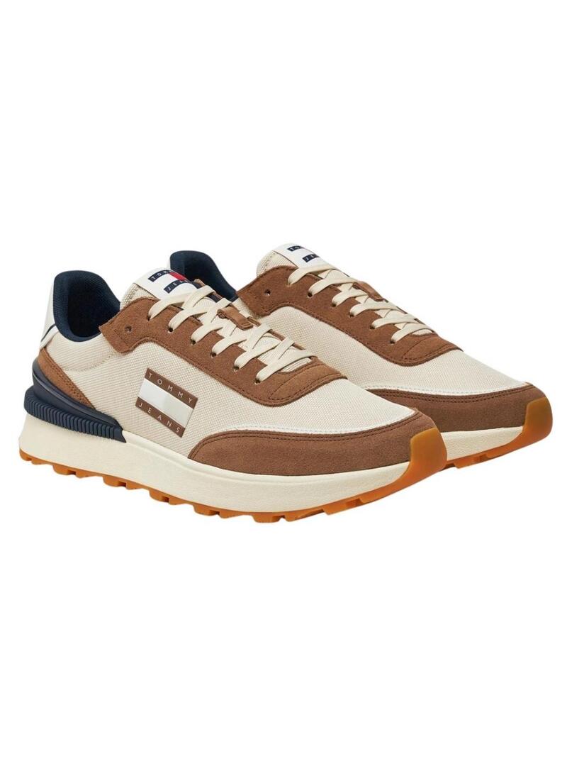 Scarpe Tommy Jeans Technical Runner color cammello per uomo