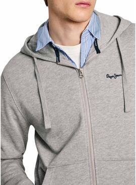 Felpa Pepe Jeans New Joe Zip grigia per uomo