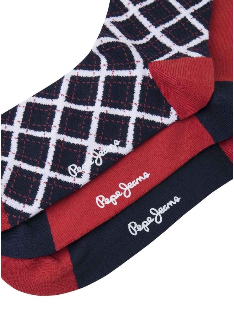 Calzini Pepe Jeans Tartan blu navy e rosso per uomo