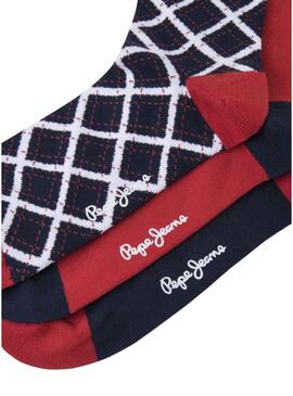 Calzini Pepe Jeans Tartan blu navy e rosso per uomo