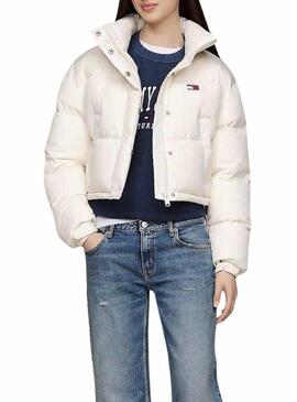 Piumino Tommy Jeans Alaska bandiera sul retro bianco per donna