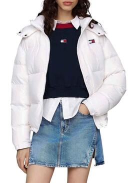 Piumino Tommy Jeans Alaska bianco per donna