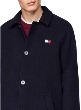 Cappotto Tommy Jeans in lana blu navy per uomo