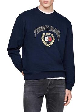 Felpa Tommy Jeans Crest blu marino per uomo