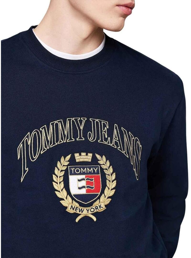 Felpa Tommy Jeans Crest blu marino per uomo