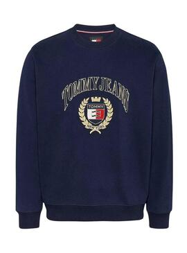 Felpa Tommy Jeans Crest blu marino per uomo