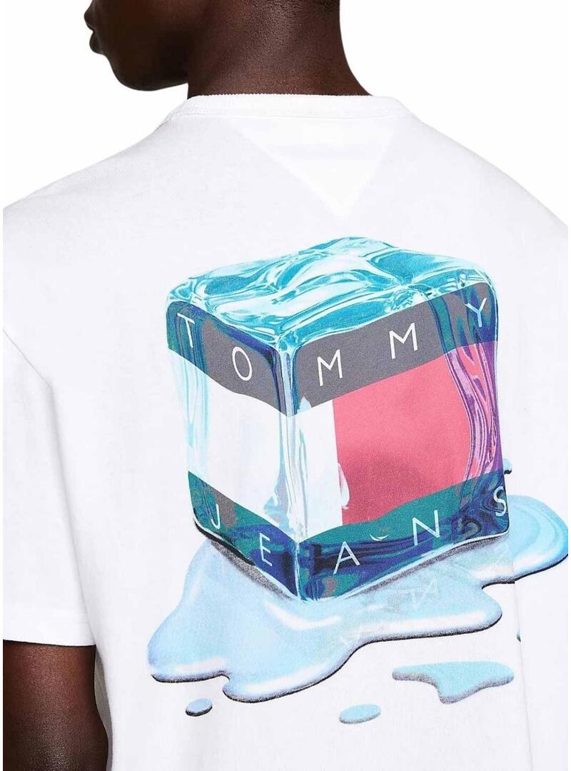 T-shirt Tommy Jeans Novelty bianco con stampa sul retro per uomo