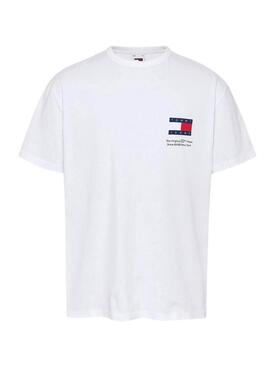 T-shirt Tommy Jeans Novelty bianco con stampa sul retro per uomo