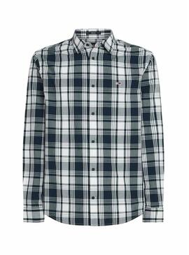 Camicia Tommy Jeans Poplin a quadri blu per uomo