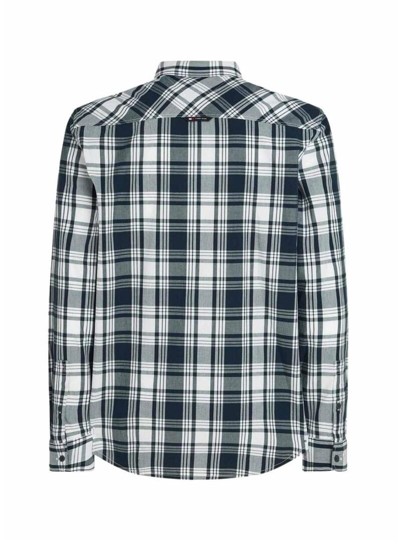 Camicia Tommy Jeans Poplin a quadri blu per uomo