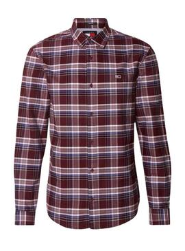 Camicia Tommy Jeans a quadri Oxford bordeaux per uomo