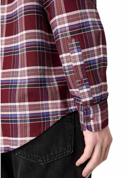 Camicia Tommy Jeans a quadri Oxford bordeaux per uomo