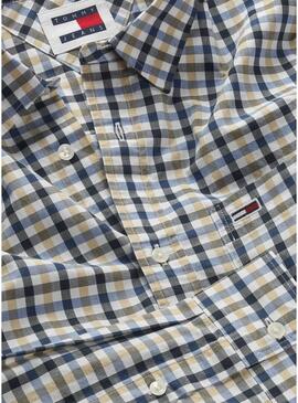 Camicia Tommy Jeans a quadri in Poplin per uomo