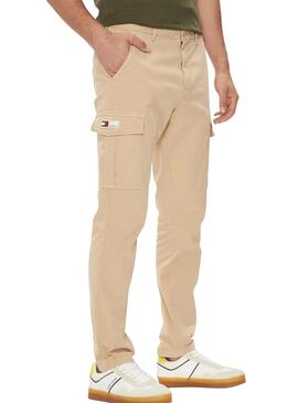 Pantaloni Tommy Jeans Austin cargo beige per uomo