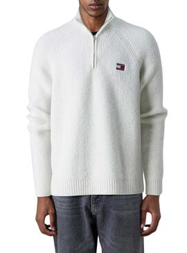 Maglione Tommy Jeans Raglan con zip grigio per uomouomo