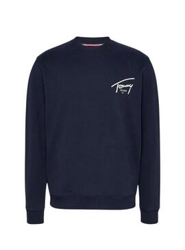 Felpa Tommy Jeans Graphic crew blu navy per uomo