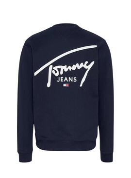 Felpa Tommy Jeans Graphic crew blu navy per uomo