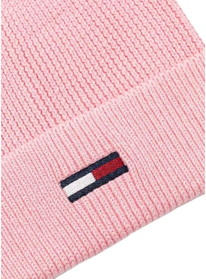 Berretto Tommy Jeans Elongated Flag rosa per donna.